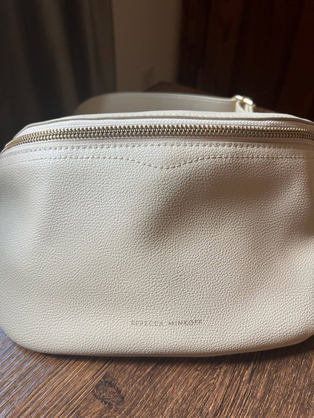 NWOT Rebecca Minkoff Bree Belt Bag Cream Leather with Gold Zip Crossbody - Picture 3 of 8
